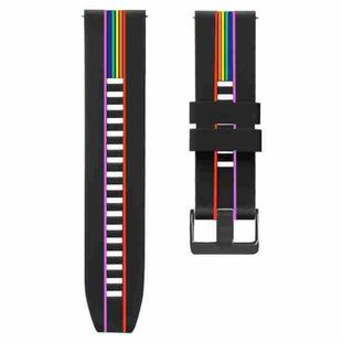 For Huawe Watch GT 2 46mm Rainbow Silicone Watch Band (Black)
