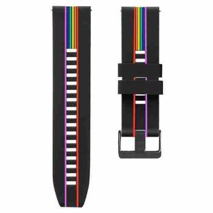 For Honor Watch GS Pro Rainbow Silicone Watch Band (Black)