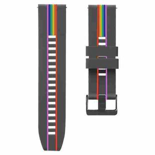 For Honor Watch GS Pro Rainbow Silicone Watch Band (Grey)