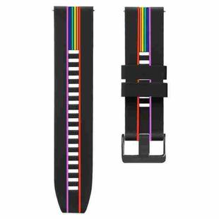 For Honor Magic Watch 2 46mm Rainbow Silicone Watch Band (Black)