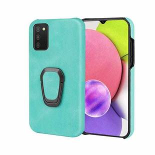 Ring Holder PU Phone Case For Samsung Galaxy A03s 164mm(Mint Green)