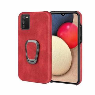 Ring Holder PU Phone Case For Samsung Galaxy A02s 166mm(Red)