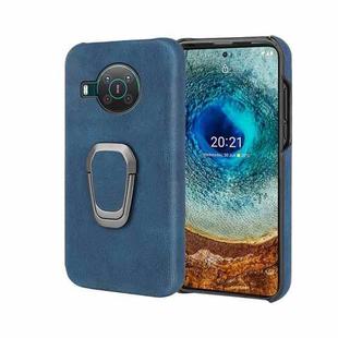 For Nokia X10 / X20 Ring Holder PU Phone Case(Blue)