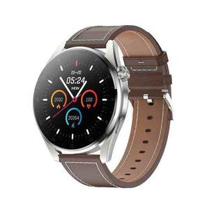 T3 IP68 1.36 inch Leather Watchband Color Screen Smart Watch(Brown)