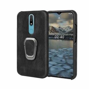 For Nokia 2.4 Ring Holder PU Phone Case(Black)