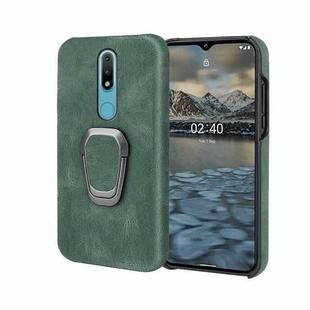 For Nokia 2.4 Ring Holder PU Phone Case(Dark green)