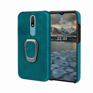 For Nokia 2.4 Ring Holder PU Phone Case(Cyan)