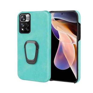 Ring Holder PU Phone Case For Xiaomi Redmi Note 11 Pro 5G(Mint Green)