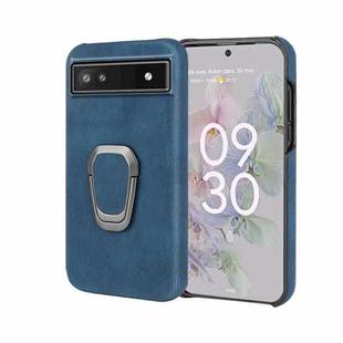 For Google Pixel 6a Ring Holder PU Phone Case(Blue)