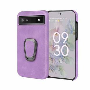 For Google Pixel 6a Ring Holder PU Phone Case(Purple)