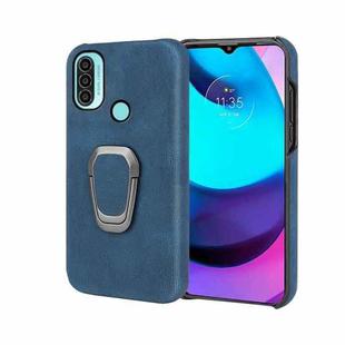 For Motorola Moto E20 / E30 / E40 Ring Holder PU Phone Case(Blue)