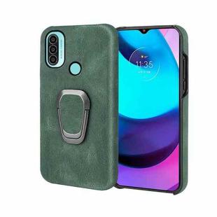 For Motorola Moto E20 / E30 / E40 Ring Holder PU Phone Case(Dark green)