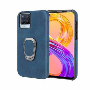 Ring Holder PU Phone Case For OPPO Realme 8 / 8 Pro(Blue)