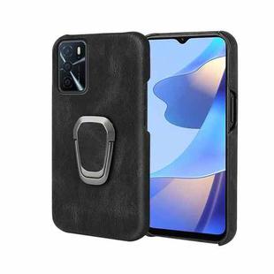 Ring Holder PU Phone Case For OPPO A16 / A16S / A54S(Black)