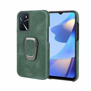 Ring Holder PU Phone Case For OPPO A16 / A16S / A54S(Dark Green)