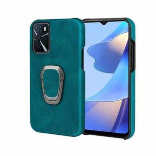 Ring Holder PU Phone Case For OPPO A16 / A16S / A54S(Cyan)