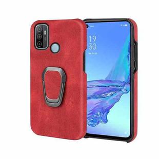 Ring Holder PU Phone Case For OPPO A53 2020 / A32 2020(Red)