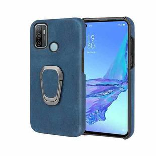 Ring Holder PU Phone Case For OPPO A53 2020 / A32 2020(Blue)