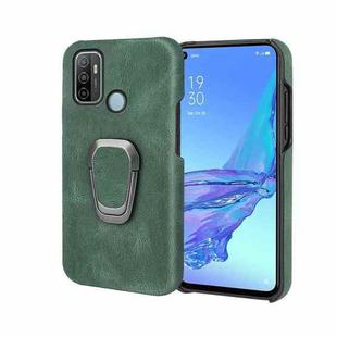 Ring Holder PU Phone Case For OPPO A53 2020 / A32 2020(Dark Green)
