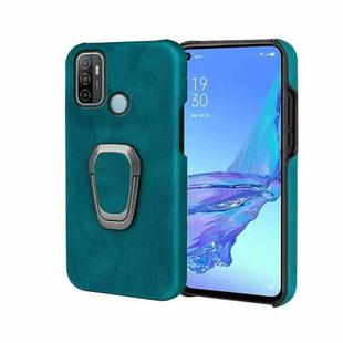 Ring Holder PU Phone Case For OPPO A53 2020 / A32 2020(Cyan)
