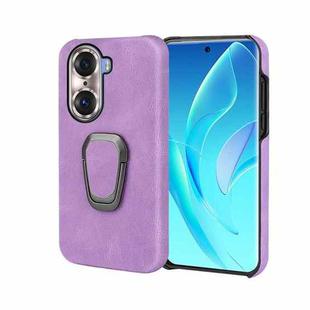 Ring Holder PU Phone Case For Honor 60 Pro(Purple)