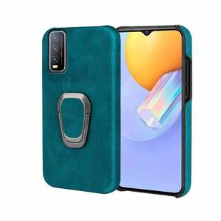 Ring Holder PU Phone Case For vivo Y12S 2021 / Y20 India / Y11S / Y20i / Y20S / Y30(Cyan)