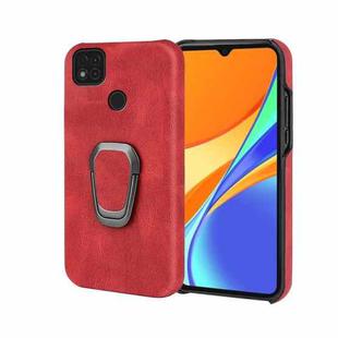 Ring Holder PU Phone Case For Xiaomi Redmi 9C / Redmi 9 India / Redmi 9C NFC / Poco C3(Red)