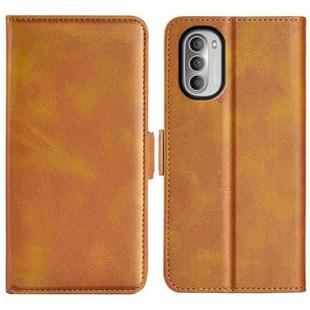 For Motorola Moto G51 5G Dual-side Magnetic Buckle Leather Phone Case(Yellow)