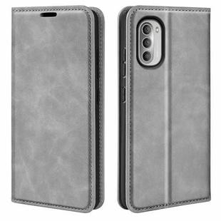 For Motorola Moto G51 5G Retro-skin Magnetic Suction Leather Phone Case(Grey)