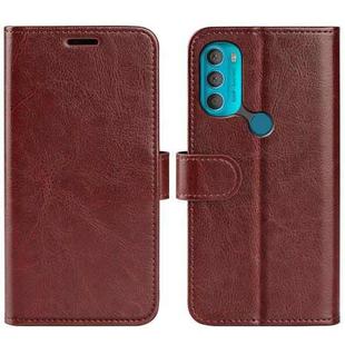 For Motorola Moto G71 5G R64 Texture Single Leather Phone Case(Brown)