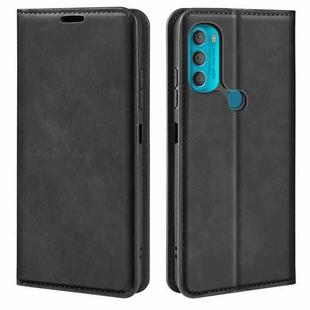 For Motorola Moto G71 5G Retro-skin Magnetic Suction Leather Phone Case(Black)