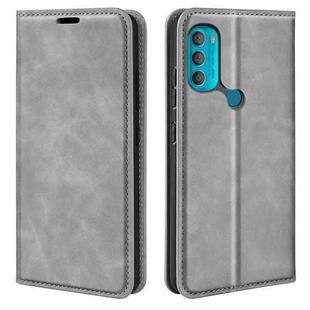 For Motorola Moto G71 5G Retro-skin Magnetic Suction Leather Phone Case(Grey)