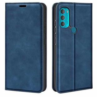 For Motorola Moto G71 5G Retro-skin Magnetic Suction Leather Phone Case(Dark Blue)