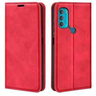 For Motorola Moto G71 5G Retro-skin Magnetic Suction Leather Phone Case(Red)