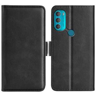 For Motorola Moto G71 5G Dual-side Magnetic Buckle Leather Phone Case(Black)