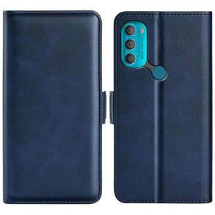 For Motorola Moto G71 5G Dual-side Magnetic Buckle Leather Phone Case(Dark Blue)