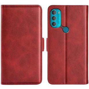 For Motorola Moto G71 5G Dual-side Magnetic Buckle Leather Phone Case(Red)