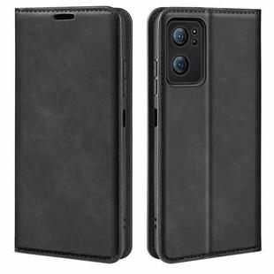 For OPPO Reno 7 5G Retro-skin Magnetic Suction Leather Phone Case(Black)