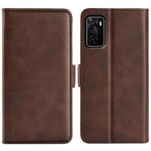 For OPPO A55S 5G Dual-side Magnetic Flip Leather Case(Brown)