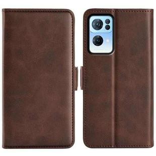 For OPPO Reno7 Pro 5G Dual-side Magnetic Flip Leather Case(Brown)