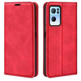 For OPPO Reno7 Pro 5G Retro-skin Magnetic Suction Leather Phone Case(Red)