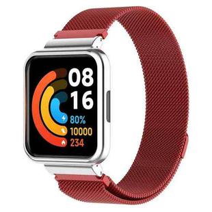For Xiaomi Redmi Horloge 2 Stainless Steel Watch Band with Watch Frame(Red)