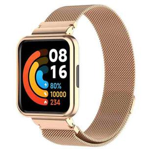 For Xiaomi Redmi Horloge 2 Stainless Steel Watch Band with Watch Frame(Rose Gold)