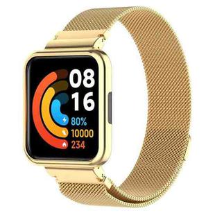 For Xiaomi Redmi Watch 2 Stainless Steel Watch Band with Watch Frame(Gold)