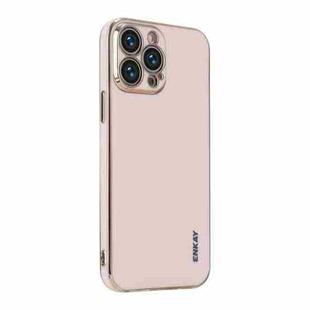 ENKAY Plated Gold Edge TPU Case for iPhone 13 Pro(Pink)