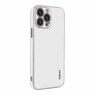 ENKAY Plated Gold Edge TPU Case for iPhone 13 Pro(White)
