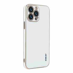 ENKAY Plated Gold Edge TPU Case for iPhone 13 Pro Max(White)