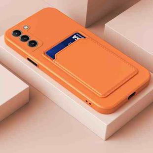 For Samsung Galaxy S22 5G Skin Feel Card Contrast Color Button TPU Phone Case(Orange)