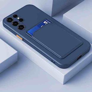For Samsung Galaxy S22 Ultra 5G Skin Feel Card Contrast Color Button TPU Phone Case(Dark Blue)