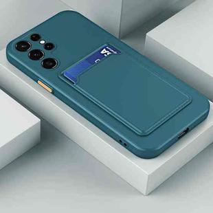 For Samsung Galaxy S22 Ultra 5G Skin Feel Card Contrast Color Button TPU Phone Case(Dark Green)
